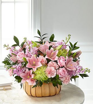 Pink bouquet in basket